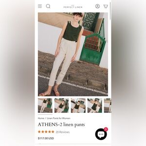 notPERFECTLINEN Athens 2 pant size M juniper green